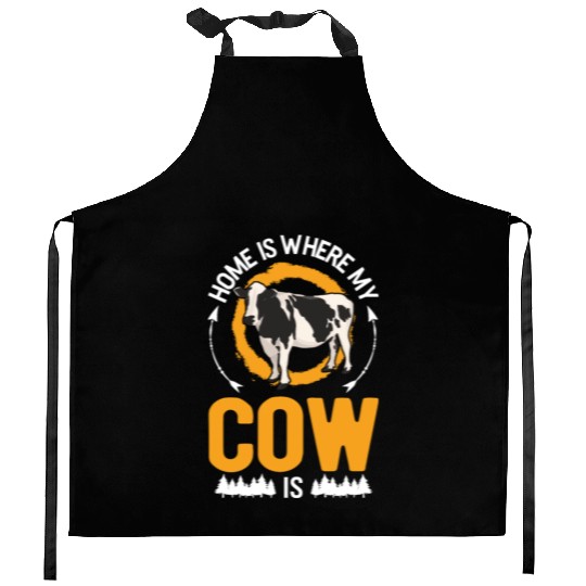 Home Is Where My Cow Farmer Kitchen Aprons