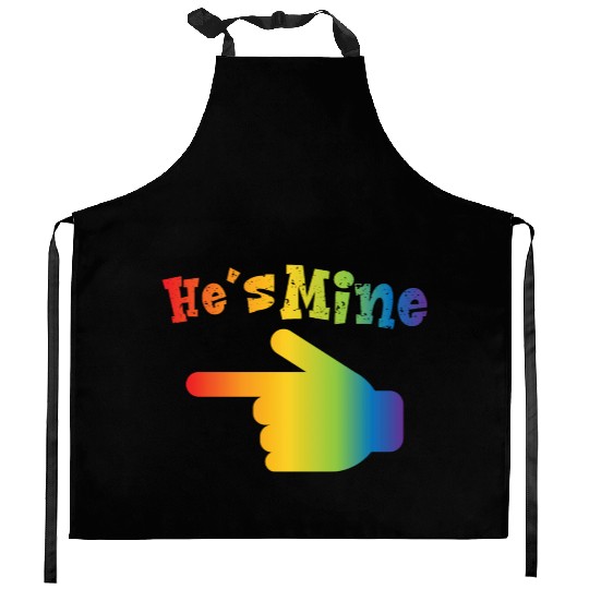 He s Mine LGBT Pride Couple Matching Gay Lesbian Kitchen Aprons