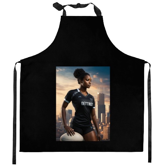 Beautiful Black Woman Football Detroit article Kitchen Aprons