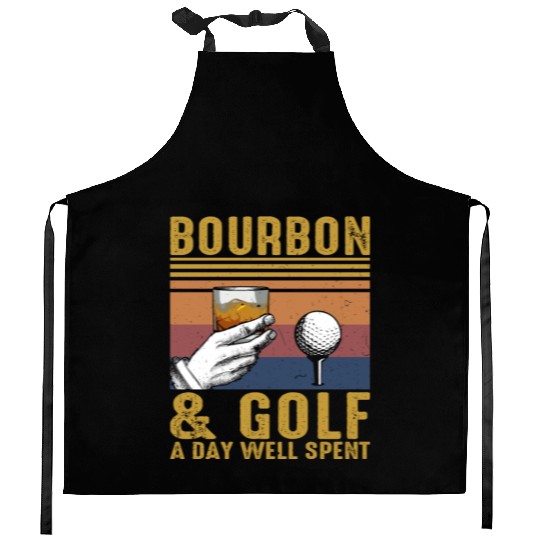 Bourbon Golf Funny Golfer Bourbon Lover Kitchen Aprons
