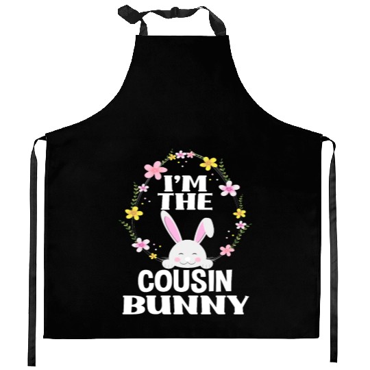 I Am Cousin Easter Bunny Flower Wreath Easter Kitchen Aprons