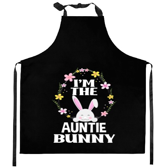 I Am Auntie Easter Bunny Flower Wreath Easter Kitchen Aprons