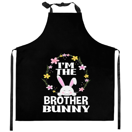 I Am Brother Easter Bunny Flower Wreath Easter Kitchen Aprons