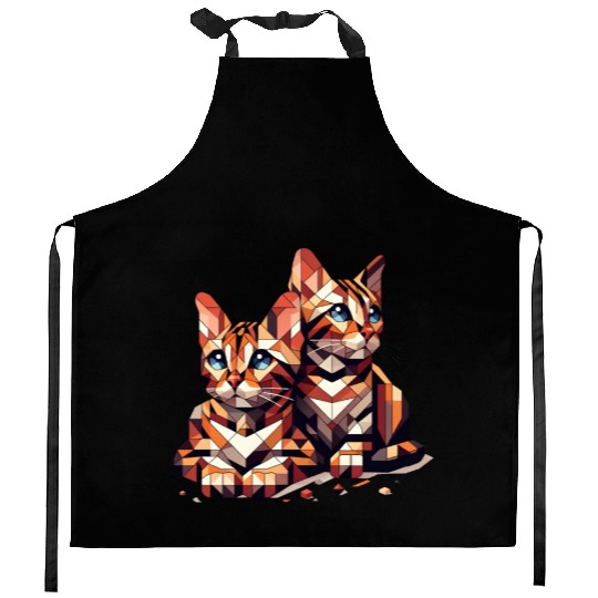 Bengal Kittens Geometric Shape Kitchen Aprons