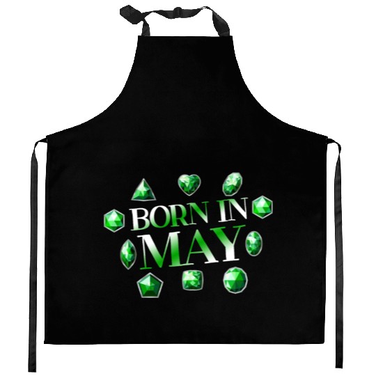 Born In May Green Emerald Birthstone Gemstone Kitchen Aprons