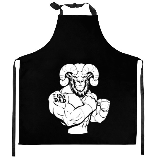Sheep Biceps Tattoo I Love Dad Kitchen Aprons