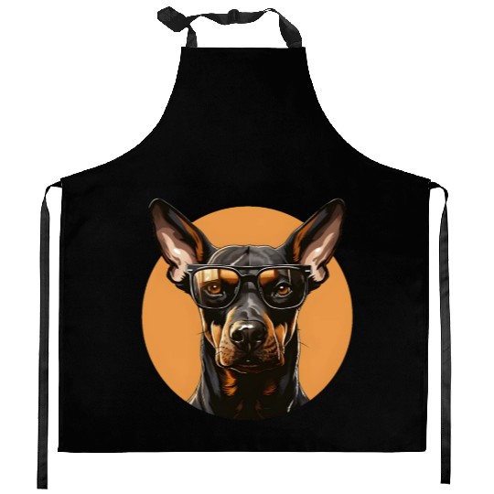 Doberman natural ears Kitchen Aprons