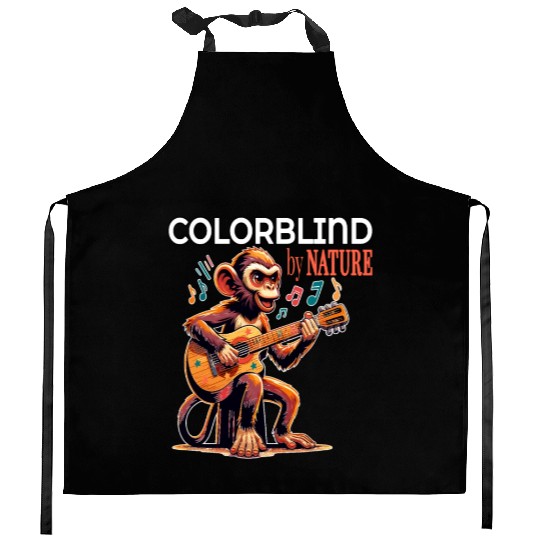 Colorblind by Nature, Melodic Monkey Strums Kitchen Aprons