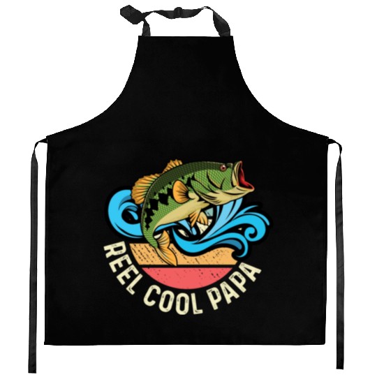 Reel Cool Papa Fishing Captain Gift Kitchen Aprons