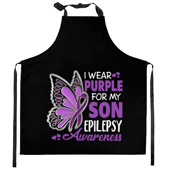 I Wear Purple For My Son Epilepsy Awareness Kitchen Aprons