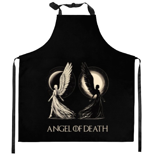 Angel of Death - Sun And Moon Mystical Artwork Kitchen Aprons