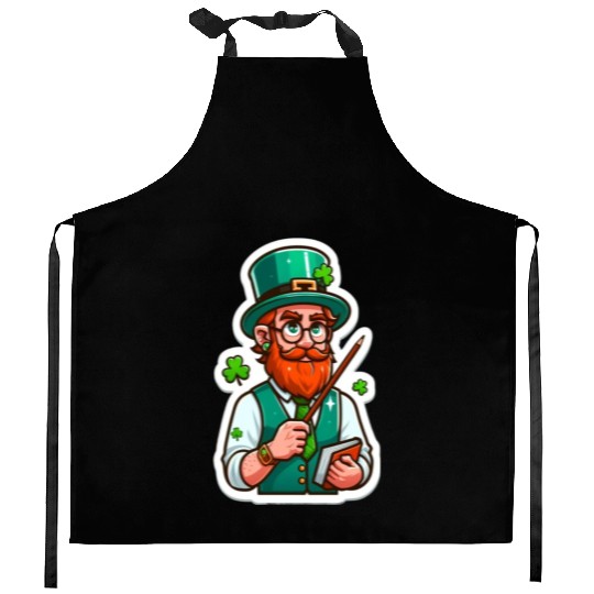 Irish bearded teacher, funny st patricks day Kitchen Aprons