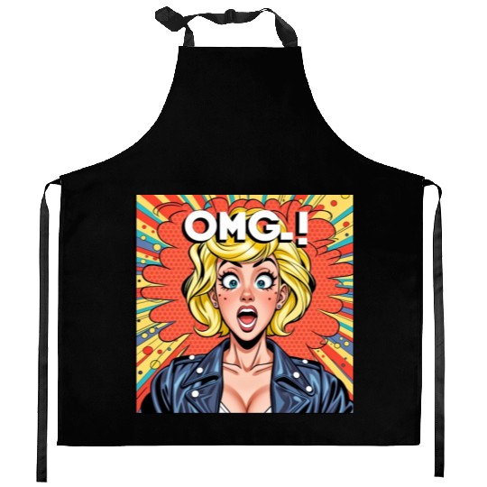 OMG Funny comics Kitchen Aprons