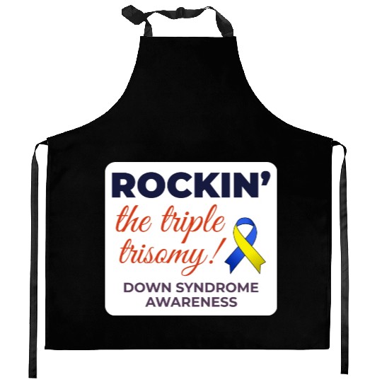 Down Syndrome Awareness Triple Trisomy Rock Kitchen Aprons