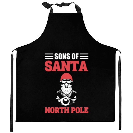 Sons Of Santa North Pole Motorcycle Rider Kitchen Aprons