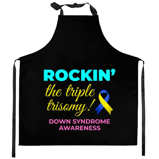 Down Syndrome Awareness Triple Trisomy Rock Kitchen Aprons