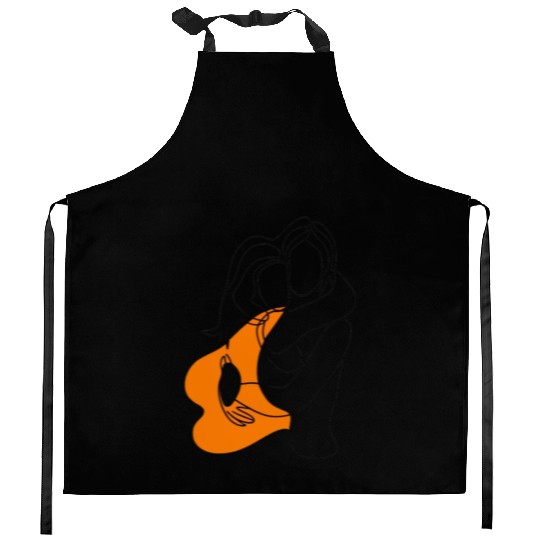 Lesbian Couple Minimalist Line Art Kitchen Aprons