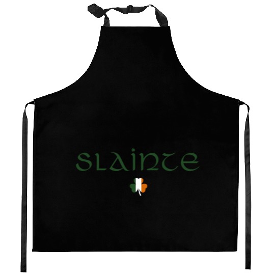 Slainte Irish Flag Gaelic Cheers St Patricks Day Kitchen Aprons