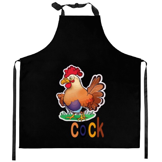 cute cock animal Kitchen Aprons