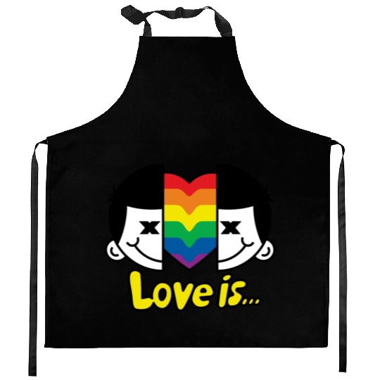 Love is love, boys love boys Kitchen Aprons