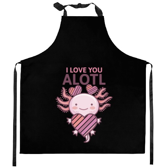 Axolotl Cute I love you alotl Fitted Kitchen Aprons