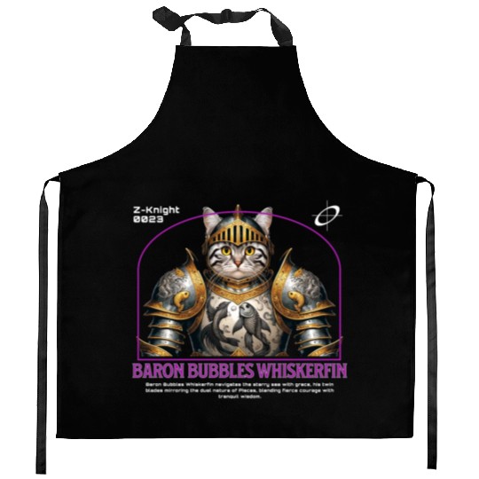 Pisces Cat Knight - Zodiac Astrology Fish Armor Kitchen Aprons
