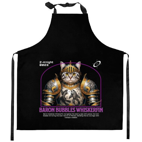 Pisces Cat Knight - Zodiac Astrology Fish Armor Kitchen Aprons
