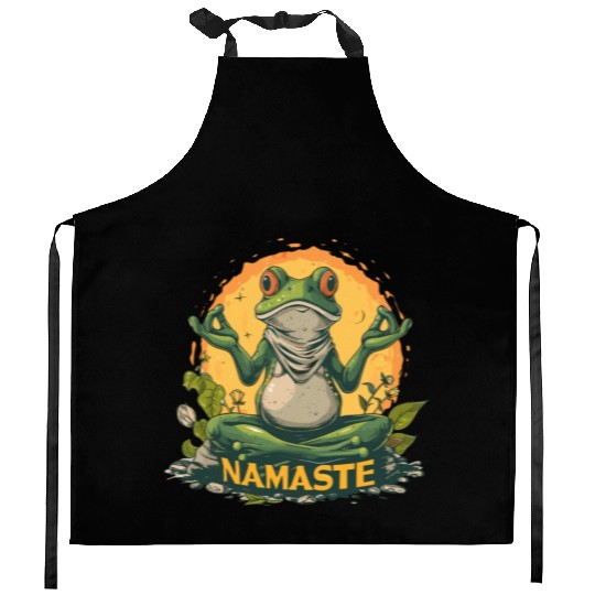 Yoga Frog Relaxation Chilling Meditation Kitchen Aprons