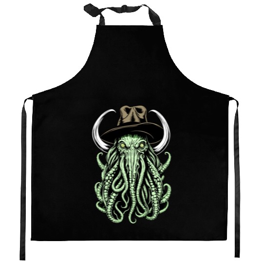 Bizarre Fusion: Cowboy Hatting Cow Cthulhu Kitchen Aprons