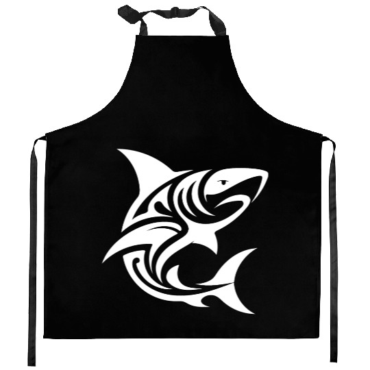 Tribal Tiger Shark Style Diver Fan Tattoo Kitchen Aprons