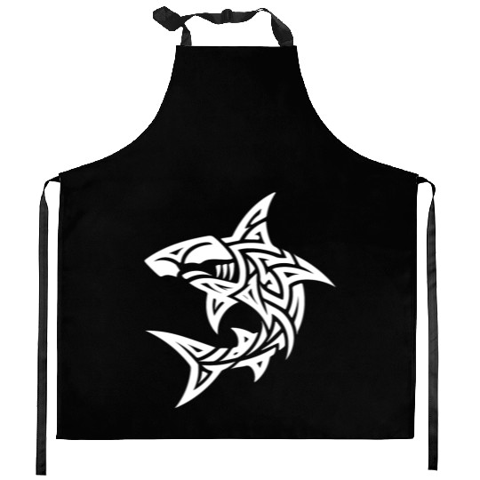 Tribal Hammerhead Shark Style Diver Fan Tattoo Kitchen Aprons