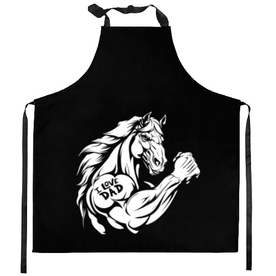 Horse Riding Biceps Tattoo I Love Dad Kitchen Aprons