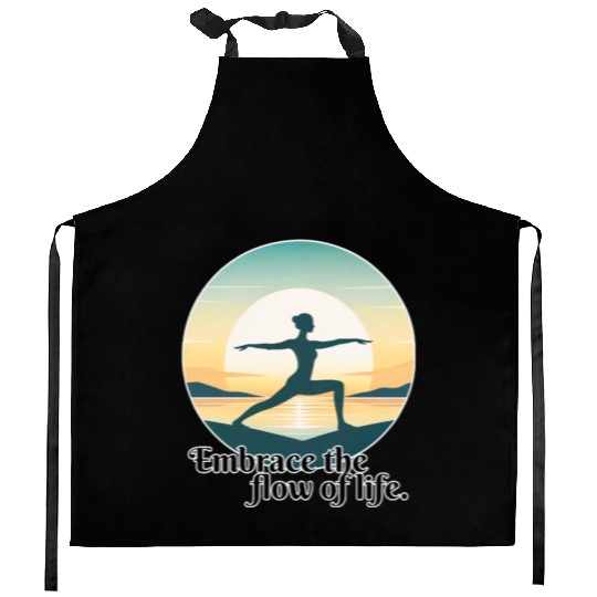Sunrise Yoga Pose Kitchen Aprons