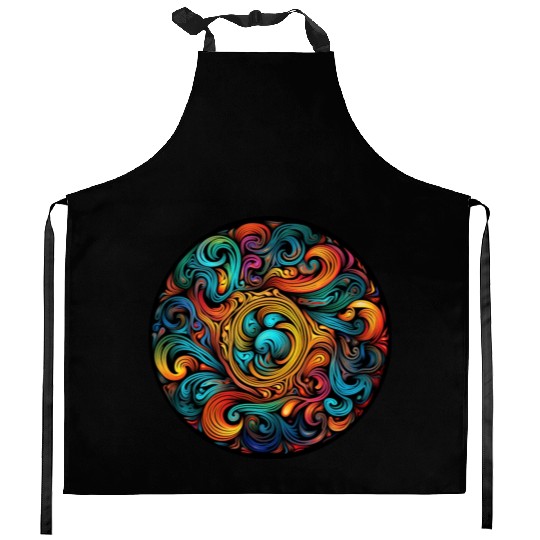 Abstract Spectrum Spiral Kitchen Aprons