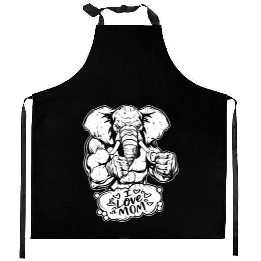 Elephant I Love Mom Kitchen Aprons