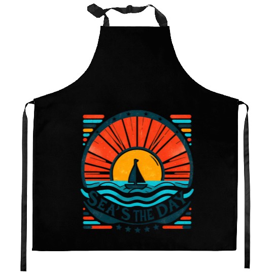 Seas the Day - Vintage Sailing Sunset Kitchen Aprons