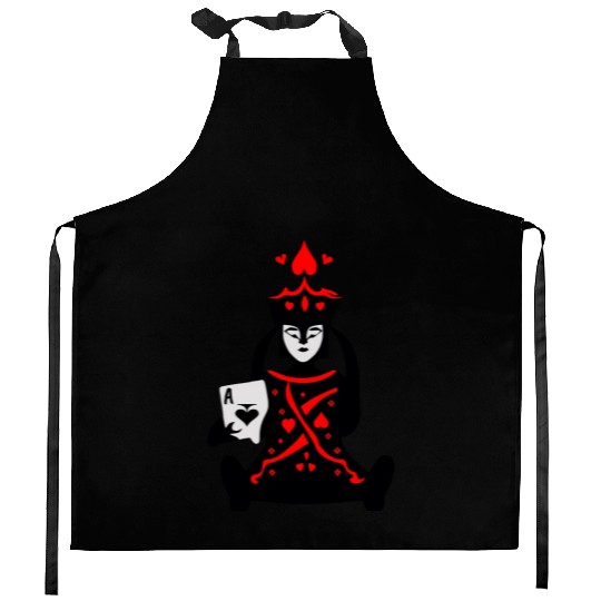 Queen of Hearts Holds Ace of Spades Vector 3 Color Kitchen Aprons