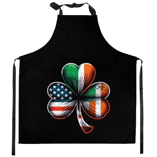 Irish American Shamrock Stars Stripes Kitchen Aprons