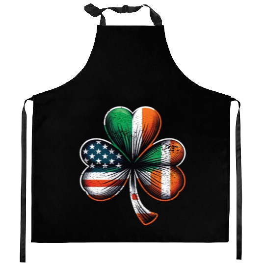 Irish American Shamrock Stars Stripes Kitchen Aprons