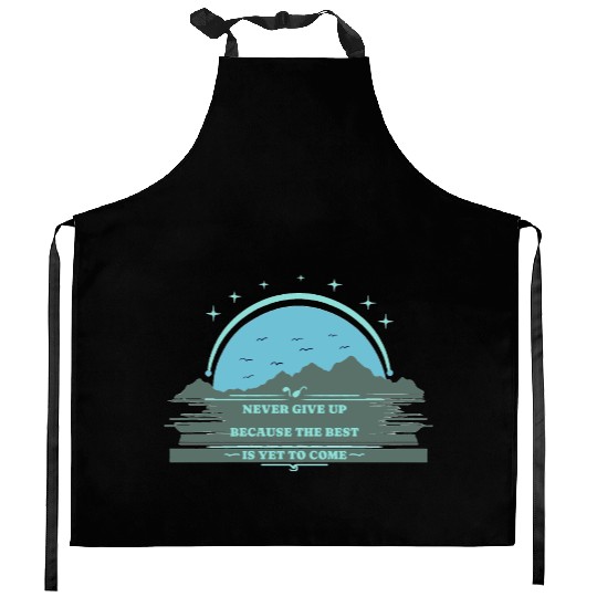 Peak of Strength: Inspirational Mountain Landscape Kitchen Aprons