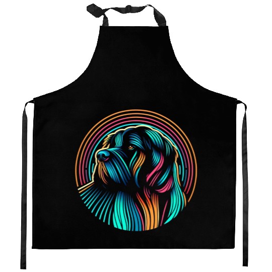 Neon Dog Art - Retro 80s Style Colorful Painting Kitchen Aprons