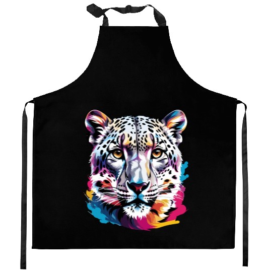Snow leopard Kitchen Aprons