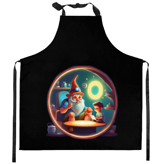 A Father's Day Gnome as a tech-savvy dad Kitchen Aprons