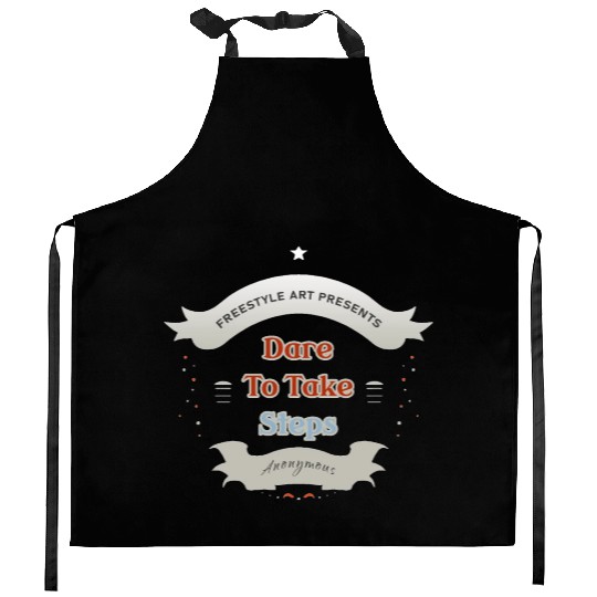 Dare to Take Steps Badge Typography Kitchen Aprons