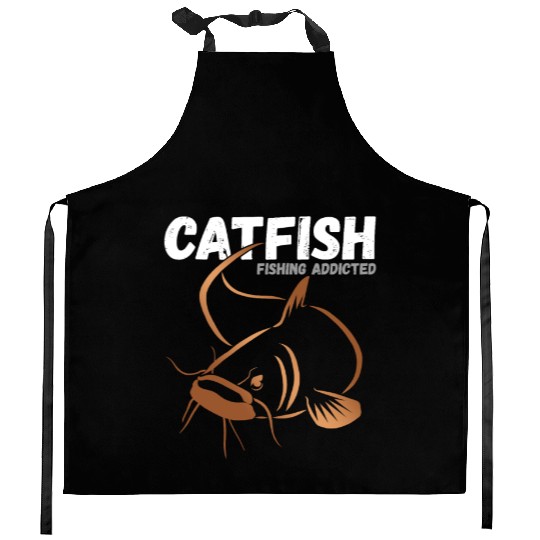 Catfish Fishing Addicted Kitchen Aprons
