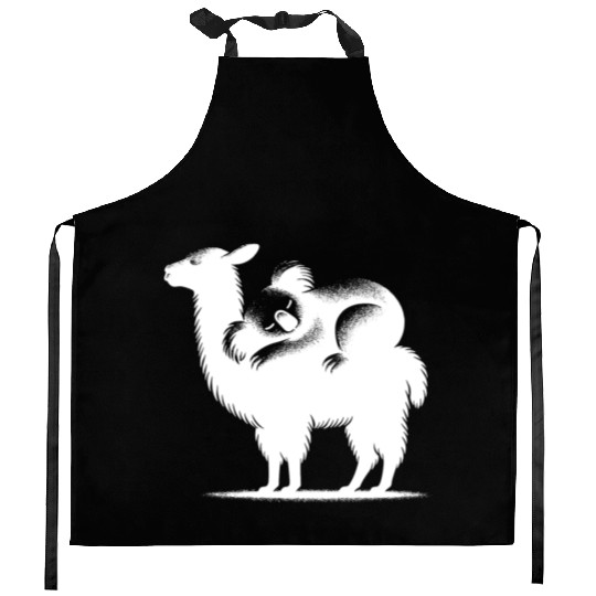 Cuddly Llama With A Chilling Koala On Its Back Kitchen Aprons