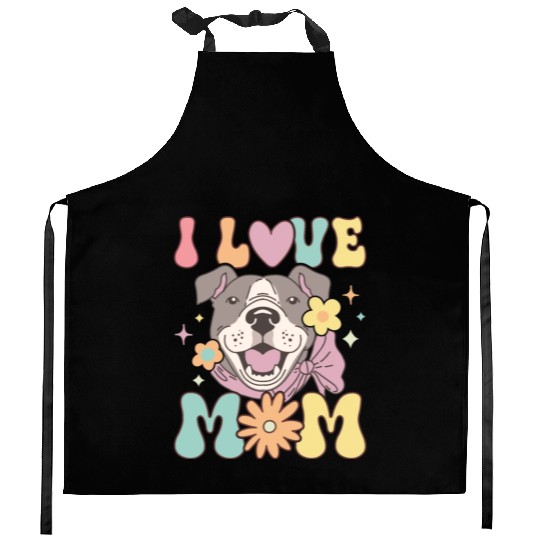 Groovy Pitbull Mom Female Dog Lover Kitchen Aprons