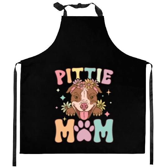 Groovy Pitbull Mom Female Dog Lover Kitchen Aprons