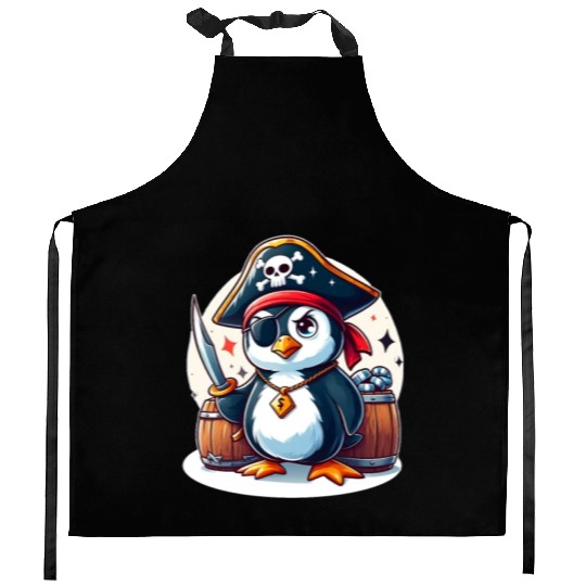 Pirate Penguin Adventure Kitchen Aprons