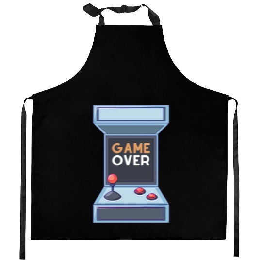 Black And White Modern Game Over Kitchen Aprons Kitchen Aprons